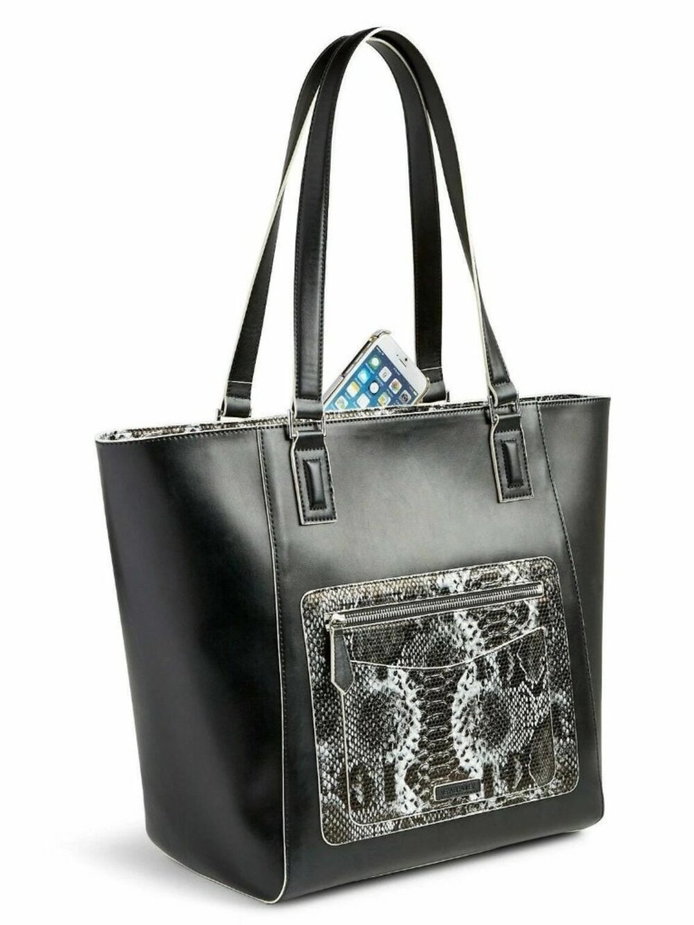 Vera Bradley Travel Bag Ella Purse Black Faux Leather Snakeskin